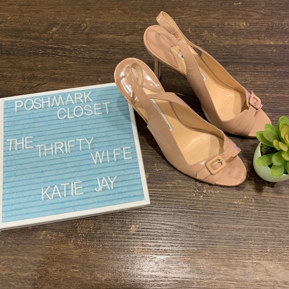 Manolo Blahnik Shoes - Manolo Blahnik Nude Slingback Buckle Heels Size 8